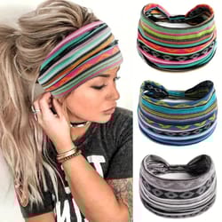 bohemian style elastic headscarf fashionable breathable cotton wide brimmed hair accessories