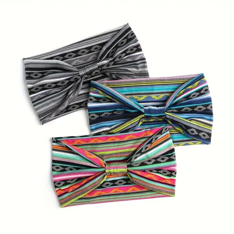 Bohemian Style Elastic Headscarf Fashionable Breathable Cotton Wide Brimmed Hair Accessories 5