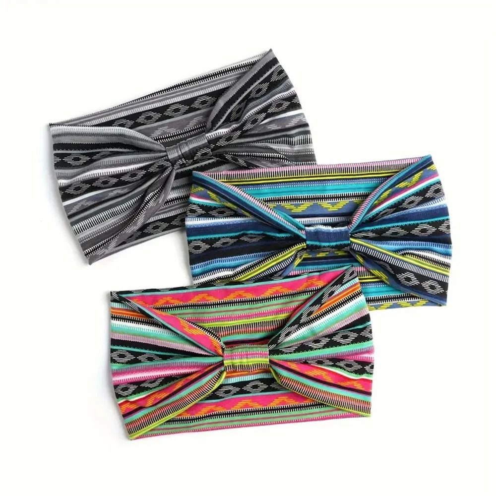 Bohemian Style Elastic Headscarf Fashionable Breathable Cotton Wide Brimmed Hair Accessories 7