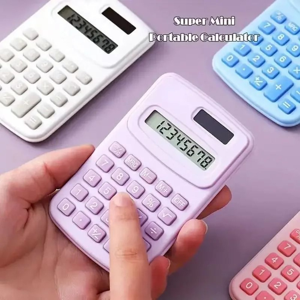Small Solar Portable Calculator Cute 8 Digits LCD Electronic Primary School Teaching Supplies 1