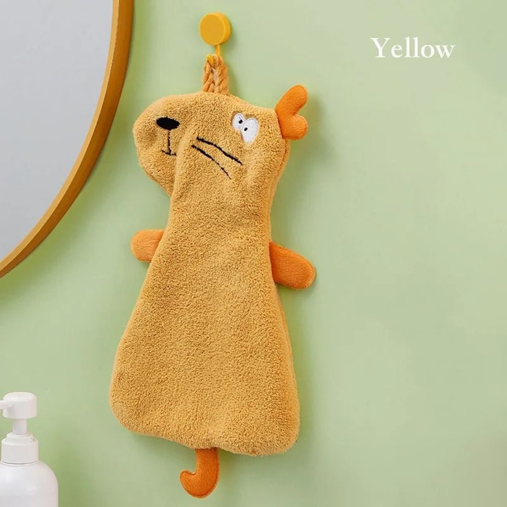 Cute Cartoon Cat Hand Towel Thickened Kitchen Bathroom Coral Velvet Home Quick Drying Dishcloth 15