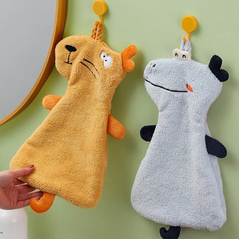 Cute Cartoon Cat Hand Towel Thickened Kitchen Bathroom Coral Velvet Home Quick Drying Dishcloth 1