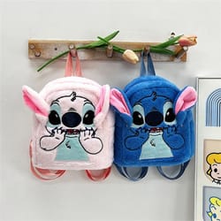 new plush blue stitch funny cartoon backpack large capacity kindergarten student bag