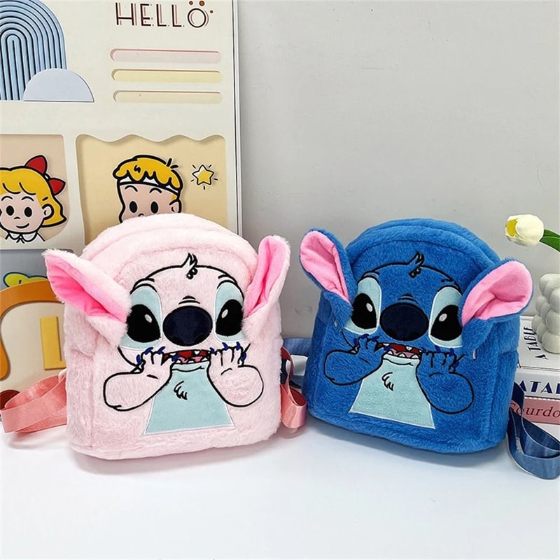 New Plush Blue Stitch Funny Cartoon Backpack Large Capacity Kindergarten Student Bag 1