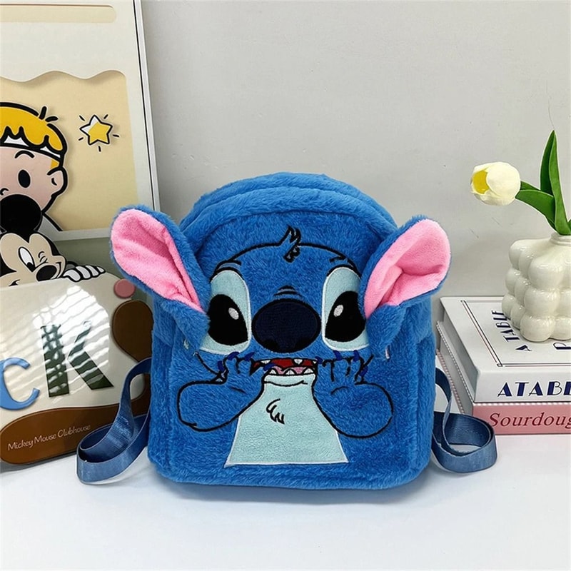 New Plush Blue Stitch Funny Cartoon Backpack Large Capacity Kindergarten Student Bag 4