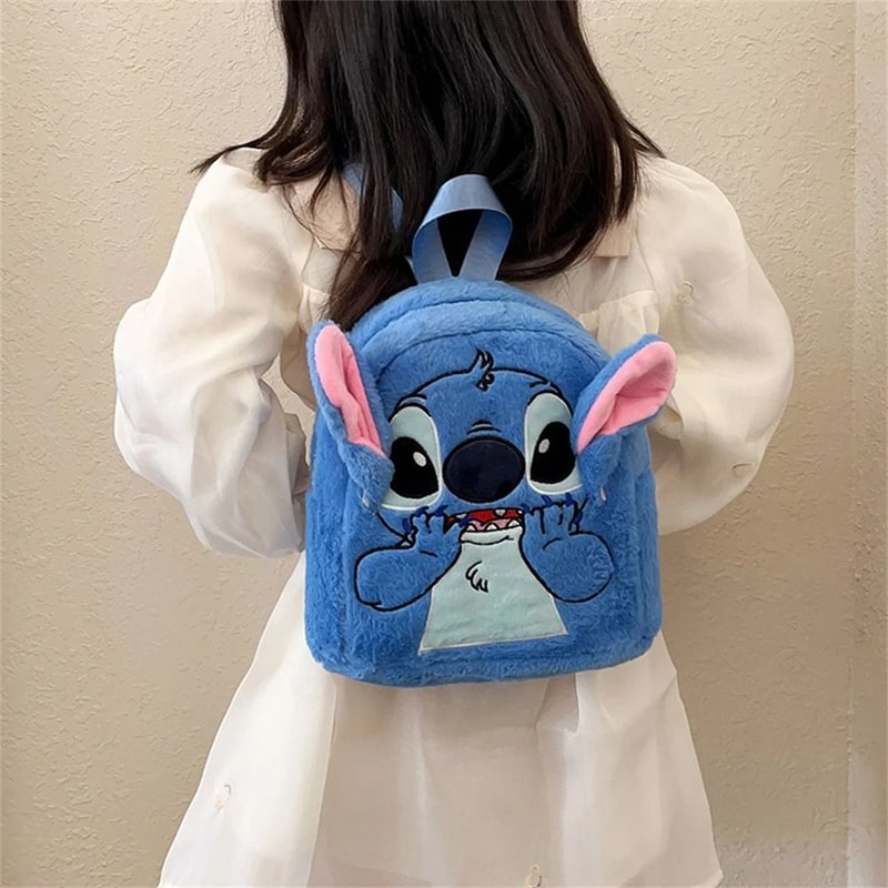 New Plush Blue Stitch Funny Cartoon Backpack Large Capacity Kindergarten Student Bag 5
