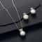 2 PCS Imitation Pearl Pendant Necklace And Earring Stud Set Silver Color Snake Chain Crystal Jewelr 0