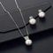 2 PCS Imitation Pearl Pendant Necklace And Earring Stud Set Silver Color Snake Chain Crystal Jewelr 0