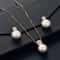 2 PCS Imitation Pearl Pendant Necklace And Earring Stud Set Silver Color Snake Chain Crystal Jewelr 1