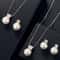 2 PCS Imitation Pearl Pendant Necklace And Earring Stud Set Silver Color Snake Chain Crystal Jewelr 2