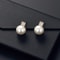 2 PCS Imitation Pearl Pendant Necklace And Earring Stud Set Silver Color Snake Chain Crystal Jewelr 4