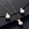 2 PCS Imitation Pearl Pendant Necklace And Earring Stud Set Silver Color Snake Chain Crystal Jewelr 6