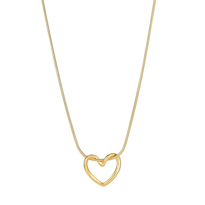 Fashion Twist Heart Pendant Necklace 18K Gold Plated Stainless Steel Chain For Women And Girls 5