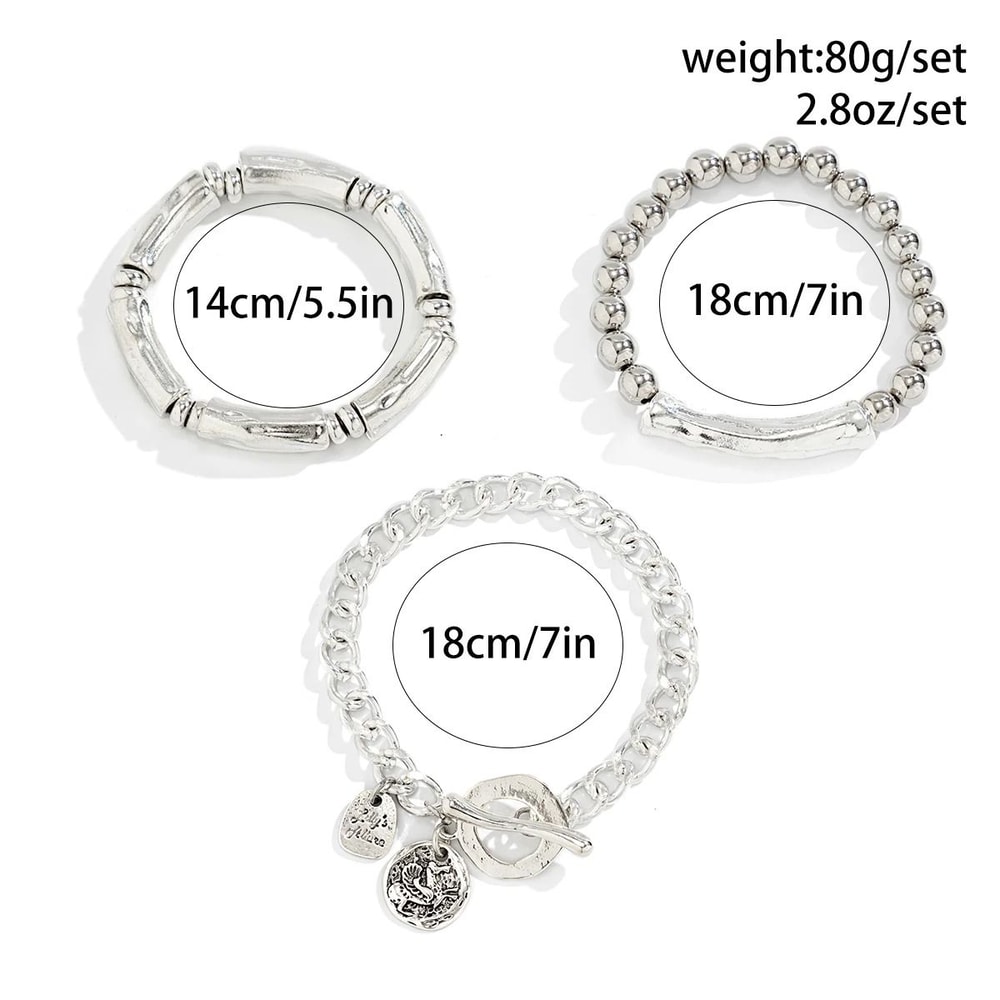 Ingemark 4PcsSet Vintage OT Buckle Coin Pendant Bracelet Goth Open Charm Bangles Jewelry Gift 3