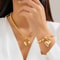 2Pcs Luxury Gold Color Beads Heart Pendant Necklace Bracelet Set Punk Vintage OT Buckle Choker 7