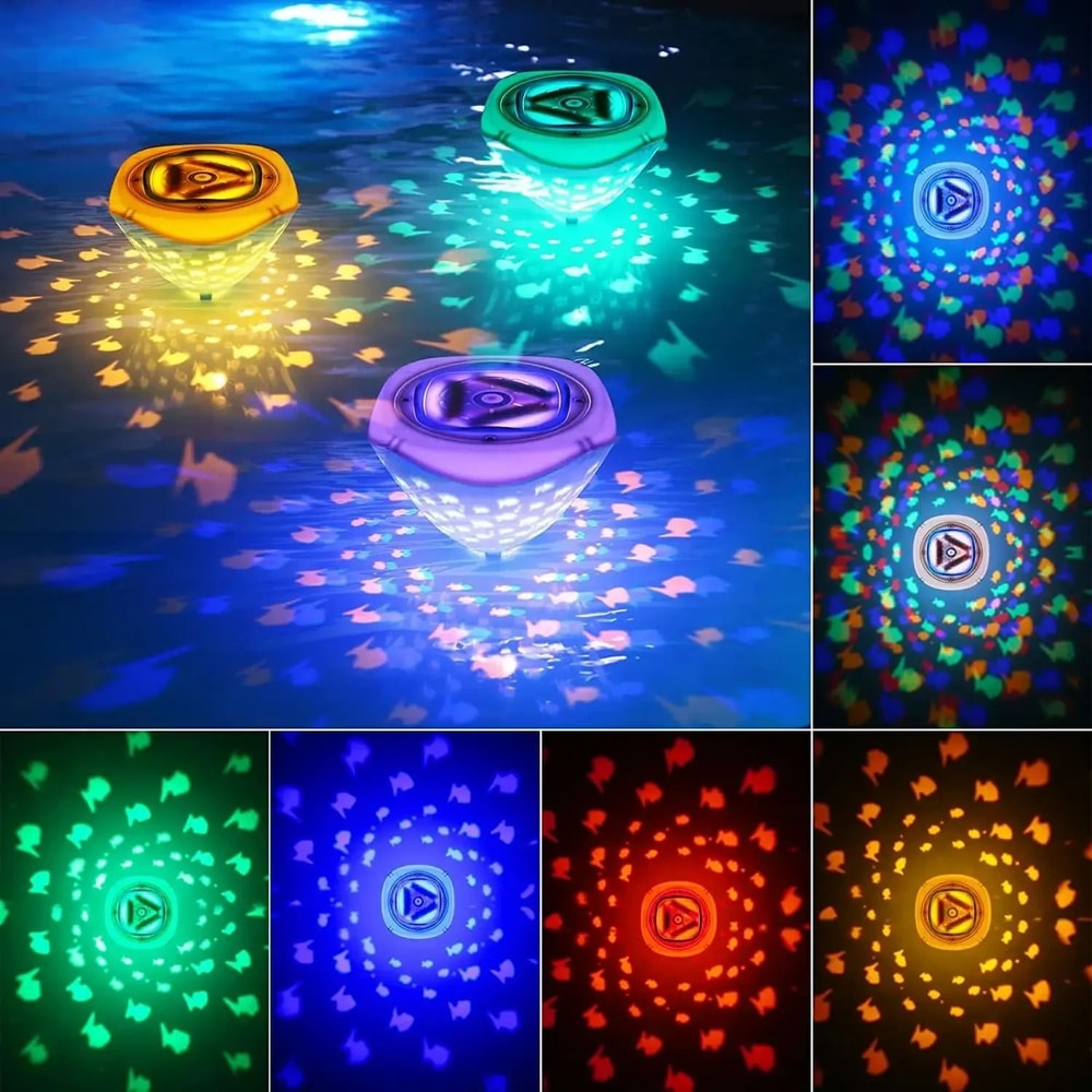 Floating Swim Pool Lights Waterproof Battery Operated Submersible Pond Spa Fountain Projector 2