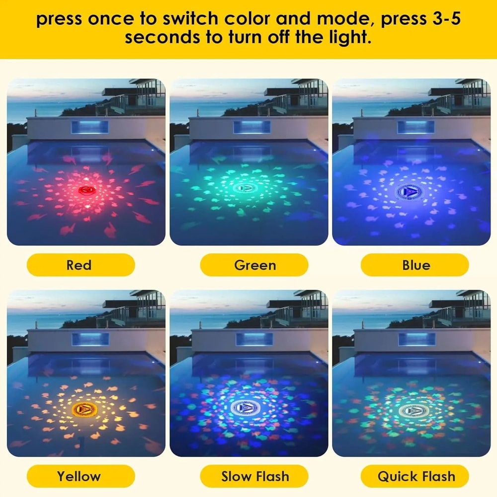 Floating Swim Pool Lights Waterproof Battery Operated Submersible Pond Spa Fountain Projector 5