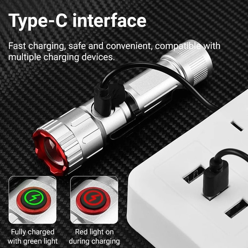 AloneFire X80 Mini Zoom Flashlight Rechargeable Portable Pocket Magnet Torch For Camping And Hiking 4