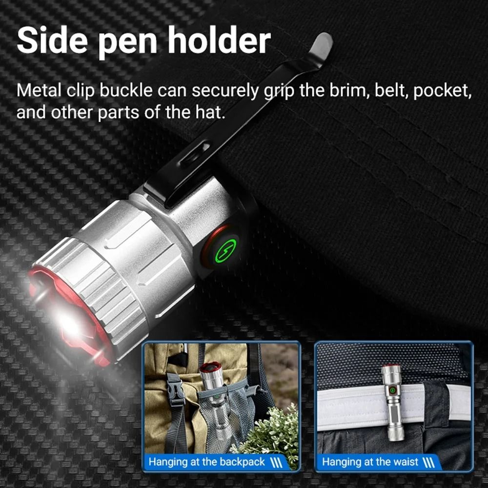 AloneFire X80 Mini Zoom Flashlight Rechargeable Portable Pocket Magnet Torch For Camping And Hiking 5