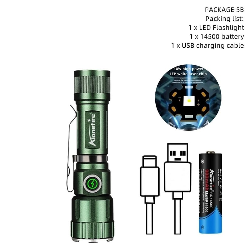 AloneFire X80 Mini Zoom Flashlight Rechargeable Portable Pocket Magnet Torch For Camping And Hiking 7