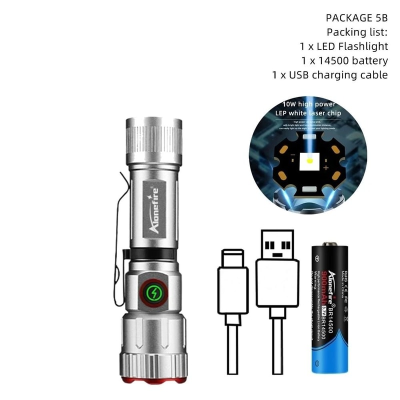 AloneFire X80 Mini Zoom Flashlight Rechargeable Portable Pocket Magnet Torch For Camping And Hiking 8