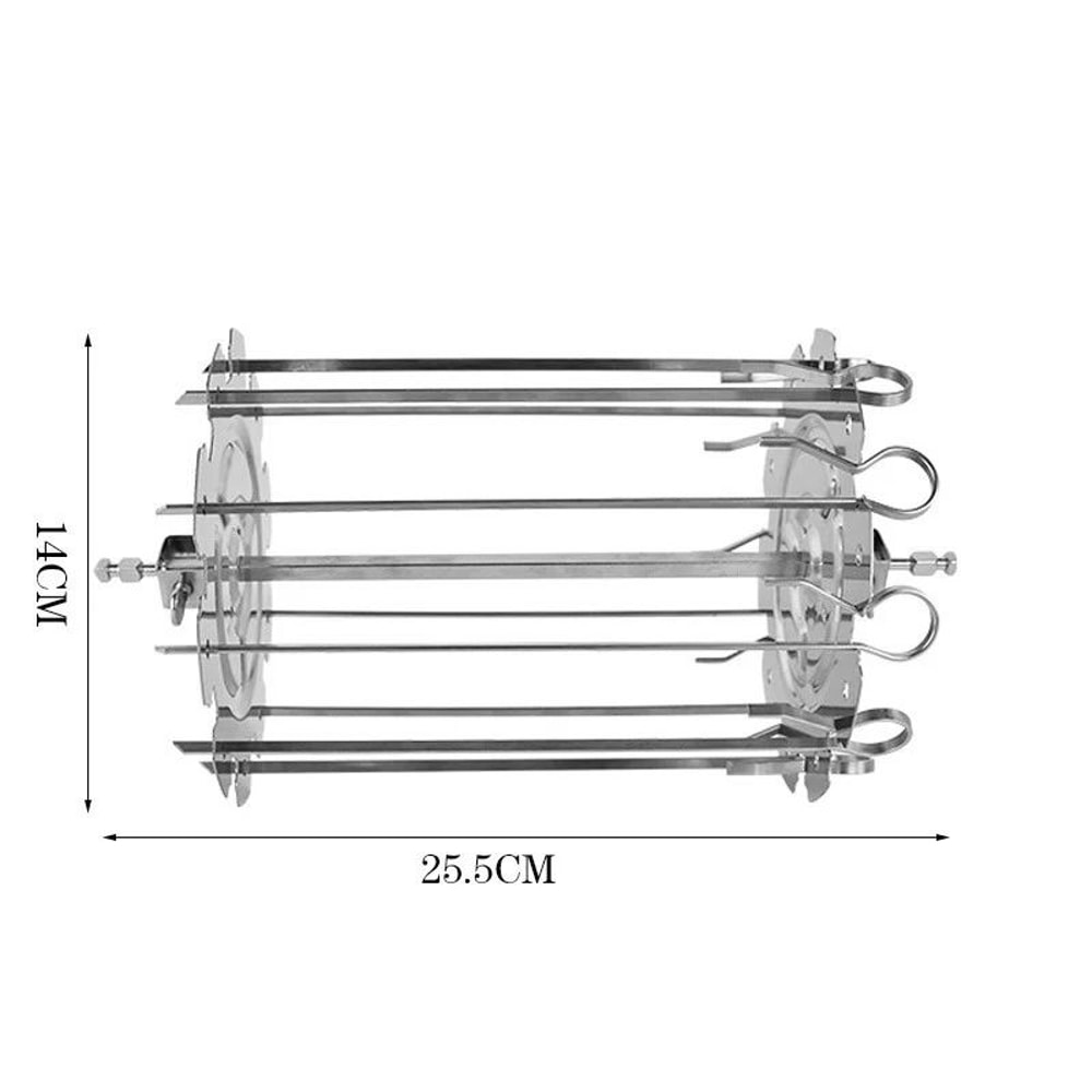Stainless Steel Rotating Oven Grill Cage Meat Skewer Kebab Maker For Air Fryer And BBQ 2