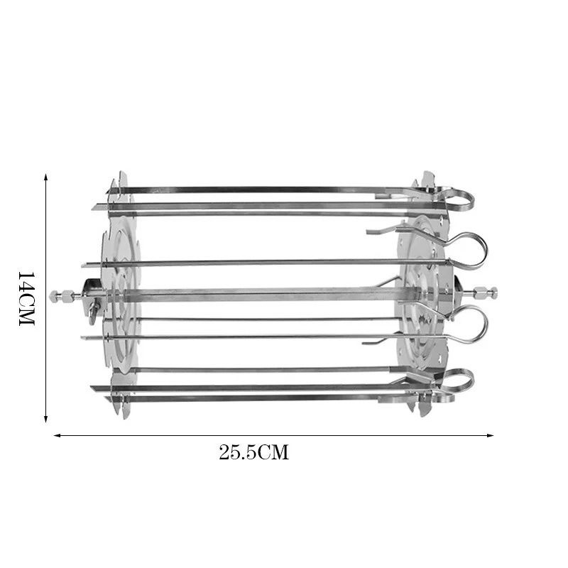 Stainless Steel Rotating Oven Grill Cage Meat Skewer Kebab Maker For Air Fryer And BBQ 2