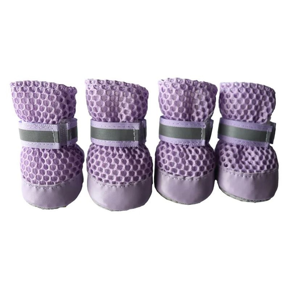 4PCS Summer Dog Shoes Breathable AntiSlip WearResistant Outdoor Boots For Small Dogs 11