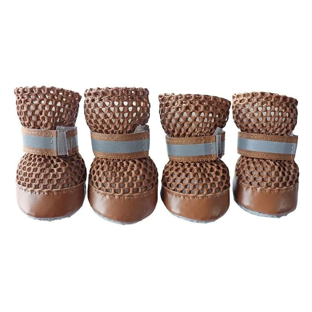 4PCS Summer Dog Shoes Breathable AntiSlip WearResistant Outdoor Boots For Small Dogs 12