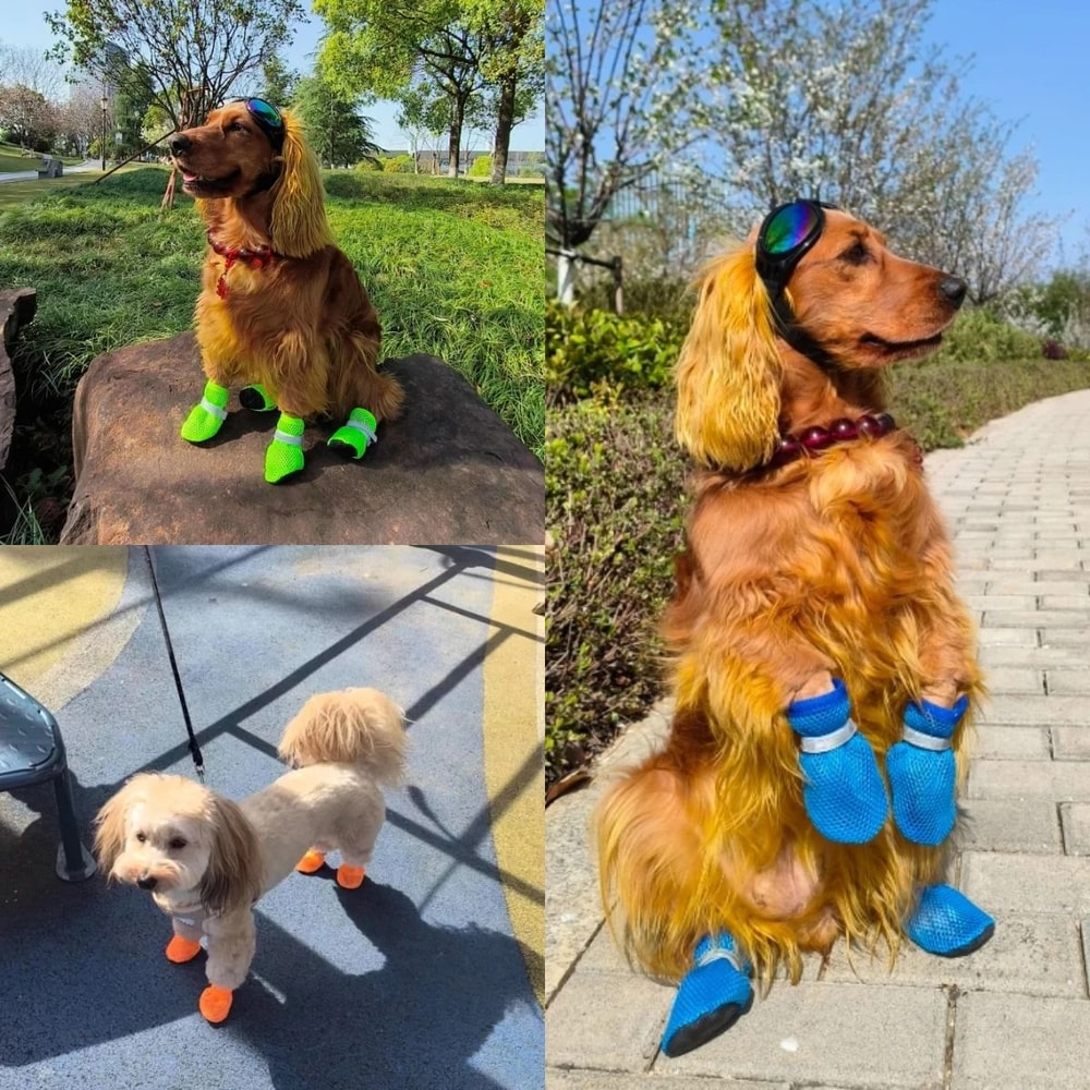 4PCS Summer Dog Shoes Breathable AntiSlip WearResistant Outdoor Boots For Small Dogs 1
