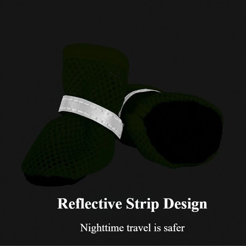 4PCS Summer Dog Shoes Breathable AntiSlip WearResistant Outdoor Boots For Small Dogs 2