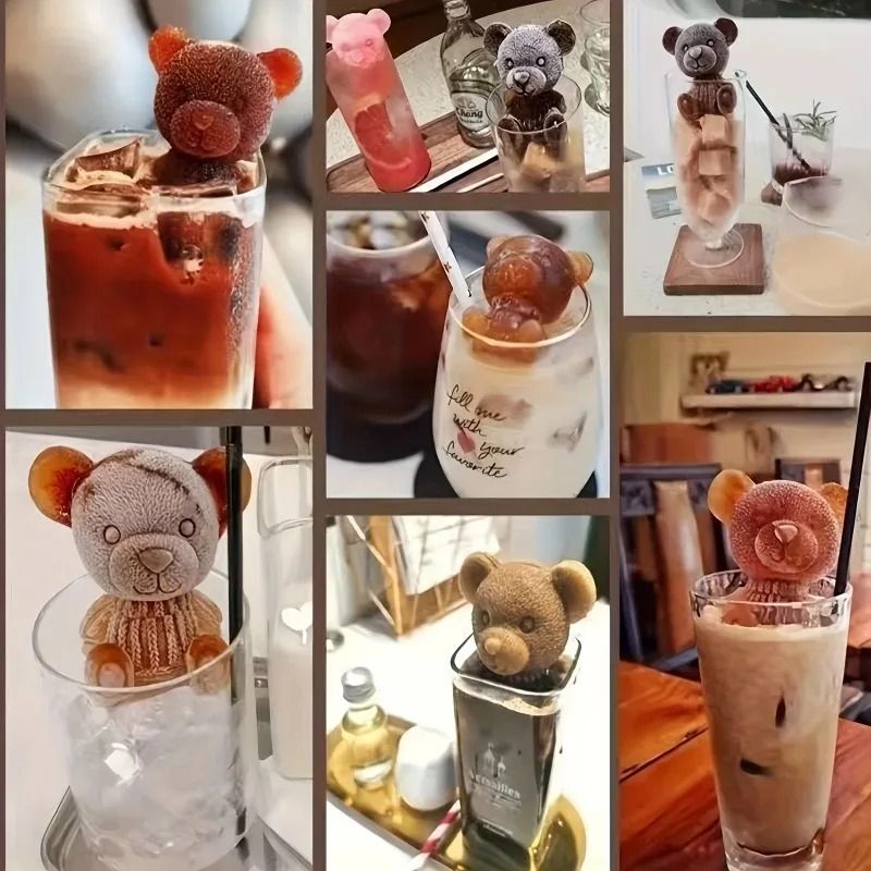 Silicone 3D Ice Bear Candle Mold For DIY Whiskey Cocktail Making And Creative Crafts 5