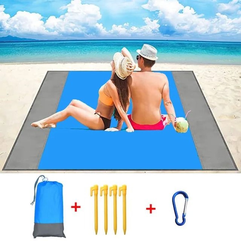 2025 Fashion No Sand Beach Towel Mat Waterproof Oversized Pocket Picnic Camping Blanket 6