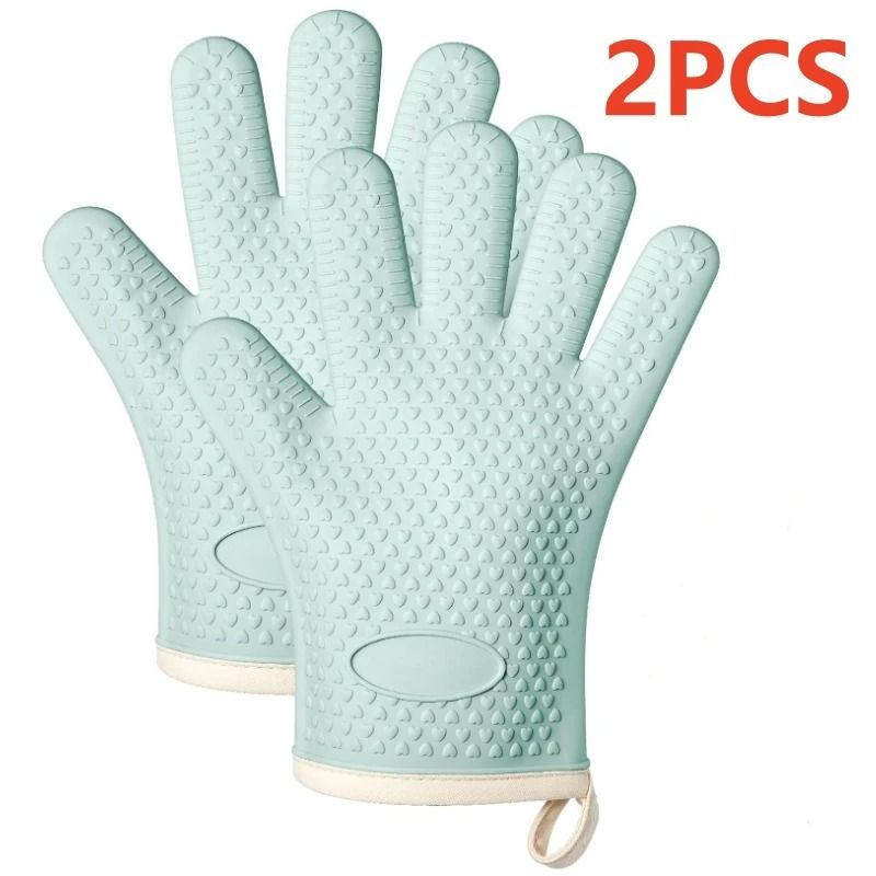 Silicone Oven Mitts Heat Resistant Cotton Lined Waterproof NonSlip Cooking Gloves For BBQ Grilling 11