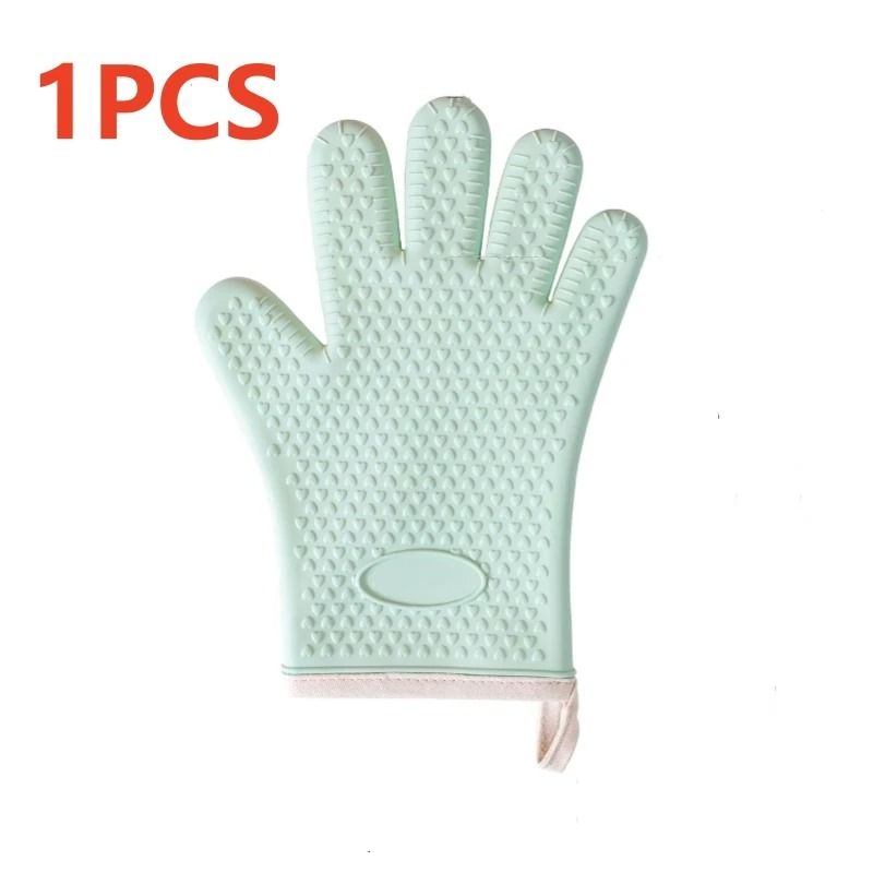 Silicone Oven Mitts Heat Resistant Cotton Lined Waterproof NonSlip Cooking Gloves For BBQ Grilling 6