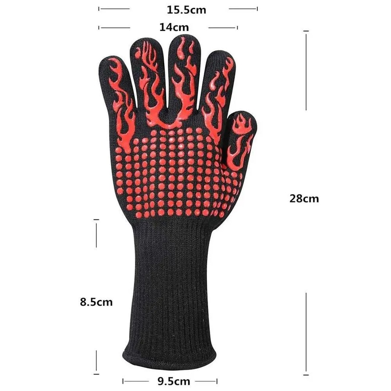 LMETJMA Extreme Heat Resistant BBQ Grill Gloves 1472F 800C NonSlip Silicone Oven Mitts 1