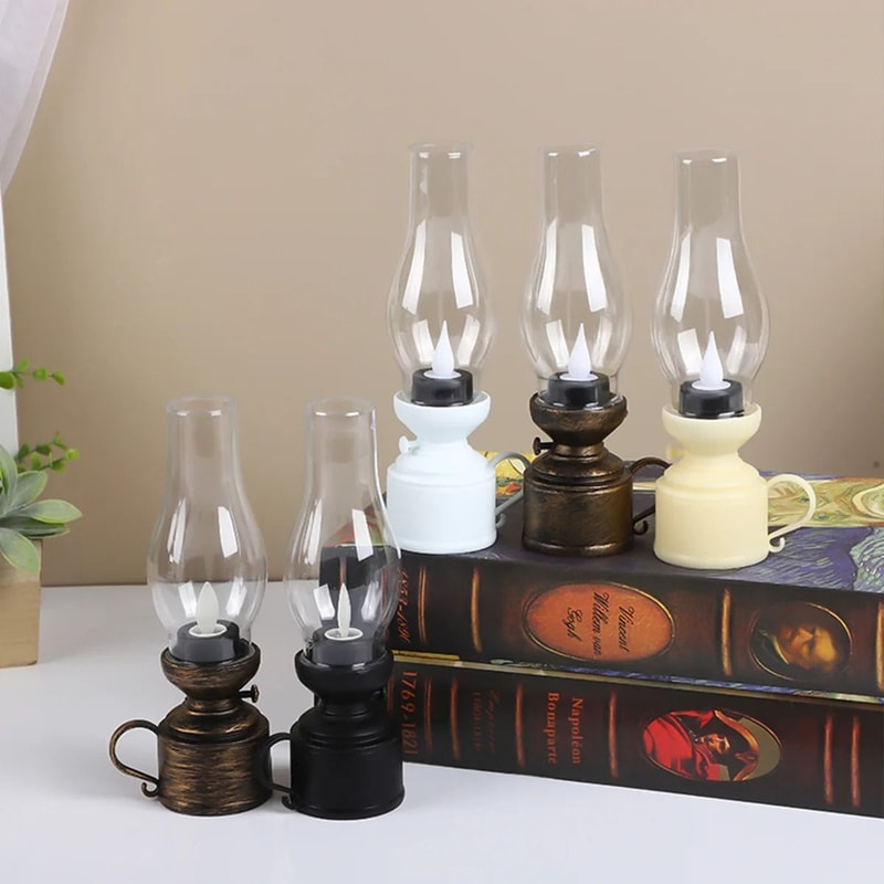 Vintage LED Lantern Retro Design Battery Operated Decorative Hanging Oil Lamp For Home Decor 2