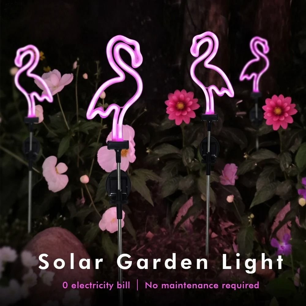 Solar Neon Flamingo Landscape Garden Decoration Waterproof Outdoor Yard And Lawn Light 0