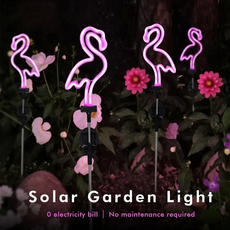 Solar Neon Flamingo Landscape Garden Decoration Waterproof Outdoor Yard And Lawn Light 0