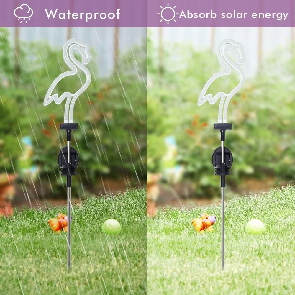 Solar Neon Flamingo Landscape Garden Decoration Waterproof Outdoor Yard And Lawn Light 4