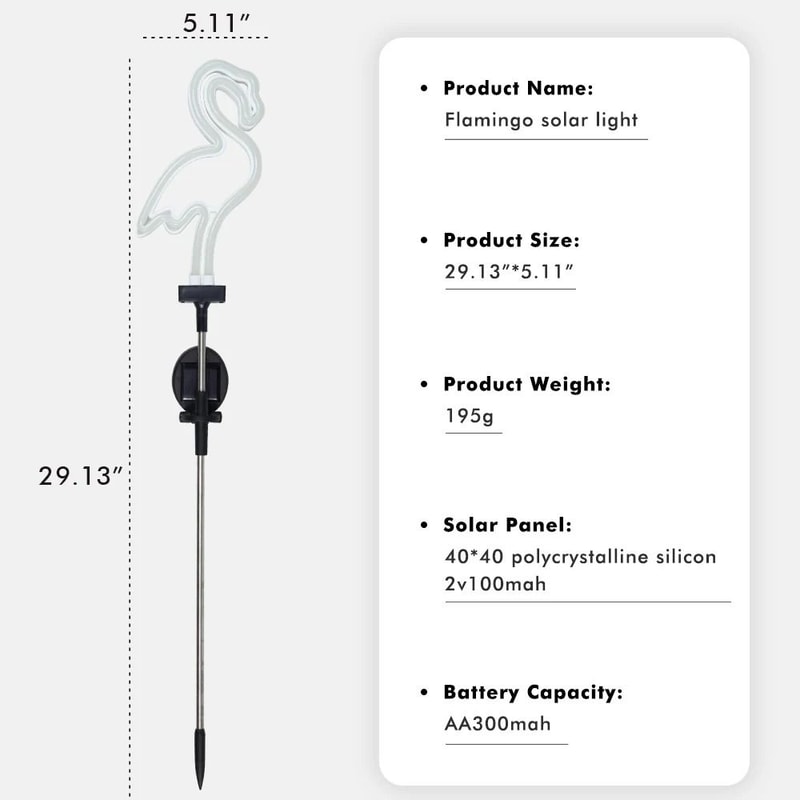 Solar Neon Flamingo Landscape Garden Decoration Waterproof Outdoor Yard And Lawn Light 5