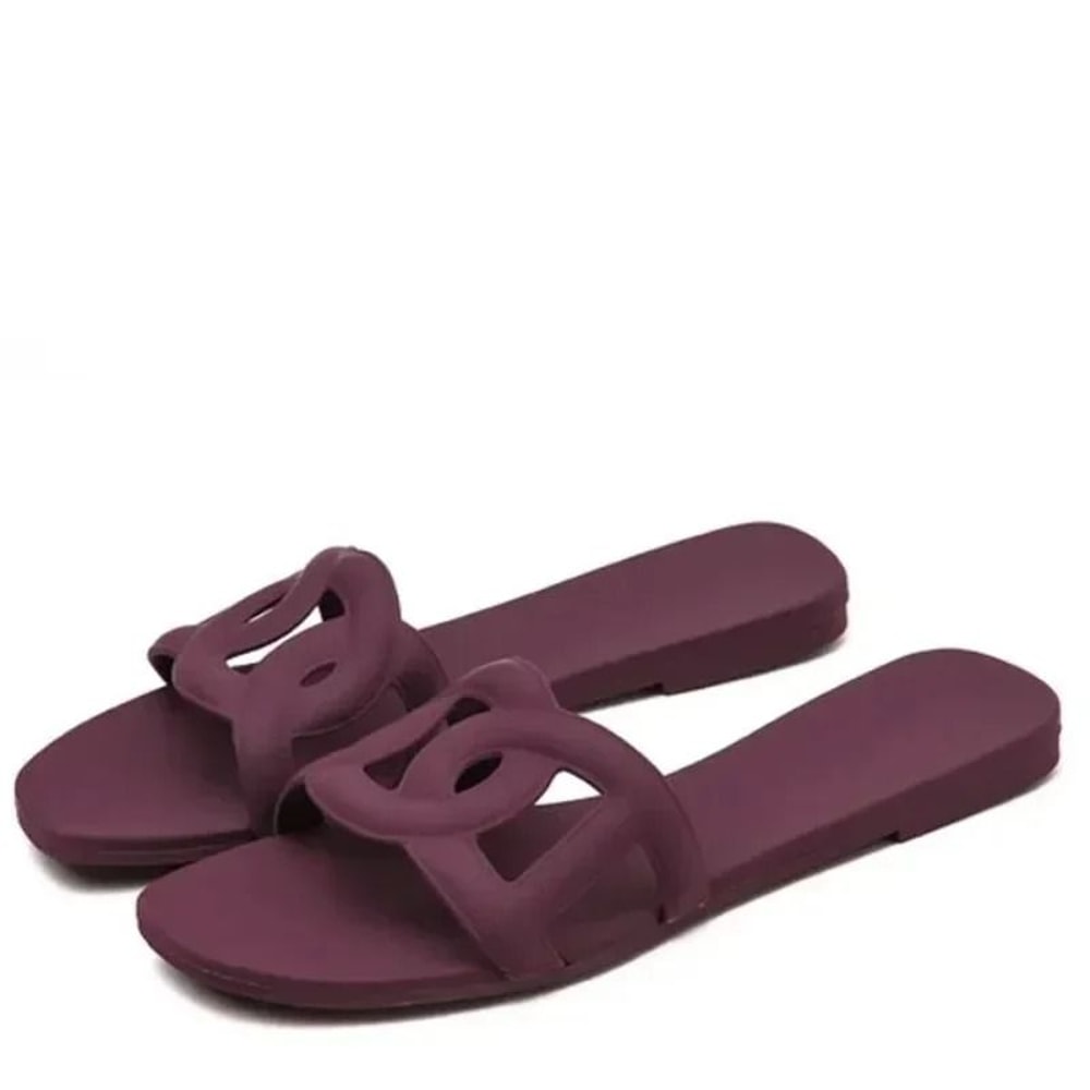 Summer Trendy Jelly Colour Simple Outdoor Indoor Slides Sexy Cool Beach Footwear For Women 10