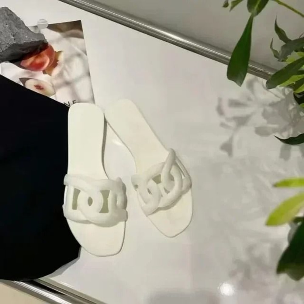 Summer Trendy Jelly Colour Simple Outdoor Indoor Slides Sexy Cool Beach Footwear For Women 13