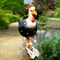 Funny BigEyed Chicken Statue Long Foot Hen Sculpture Garden Fence Art Resin Decoration 2