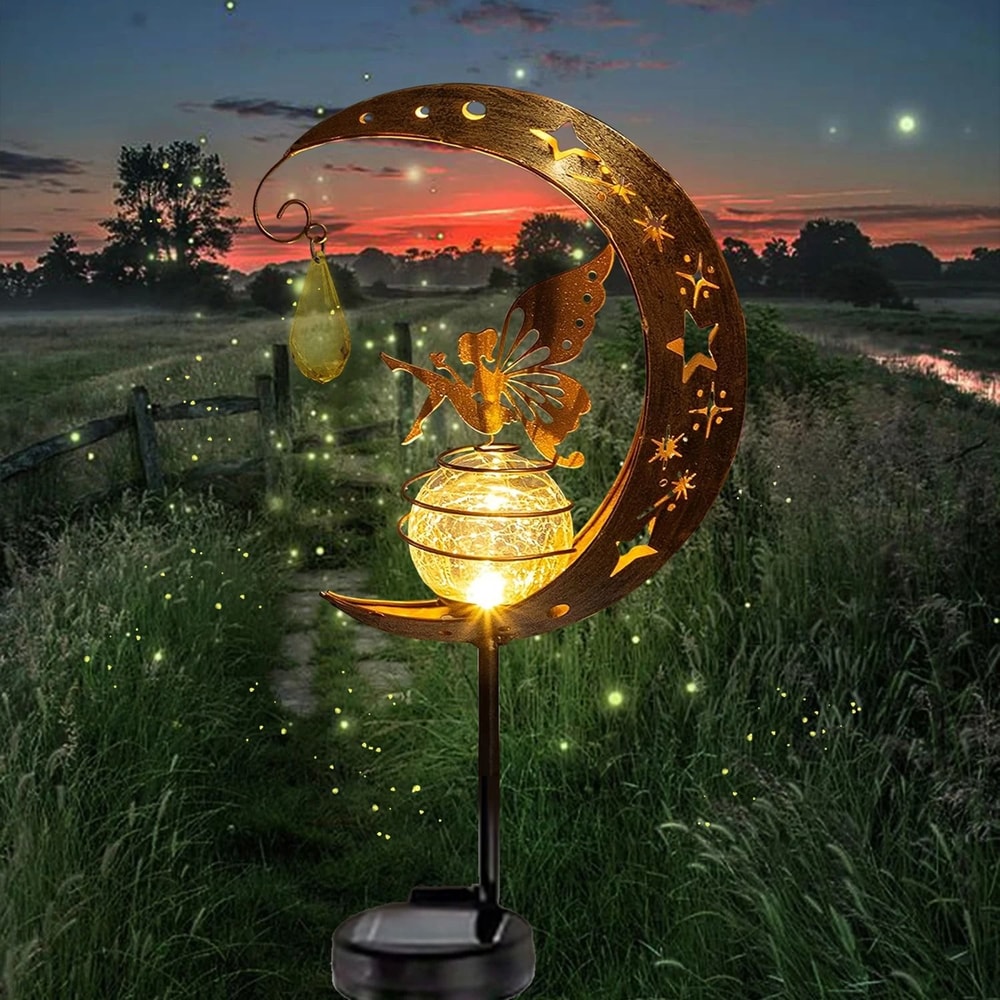 Cat MoonShaped Iron Solar Outdoor Garden Decorative Lamp With Automatic Sensor 6