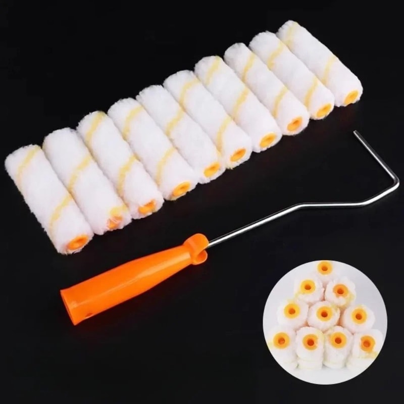11pcs Paint Roller Kit Small Corner Thumb Roller Core With Polyester Blend Bracket 1
