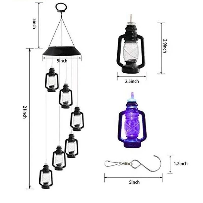 Solar Wind Chime Kerosene Lamp Retro Hanging Lantern For Garden And Porch Decoration 5