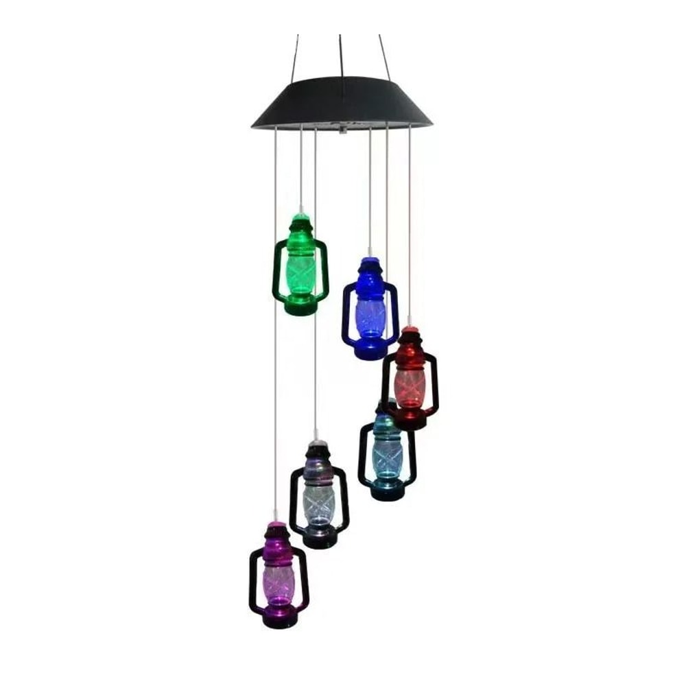 Solar Wind Chime Kerosene Lamp Retro Hanging Lantern For Garden And Porch Decoration 6