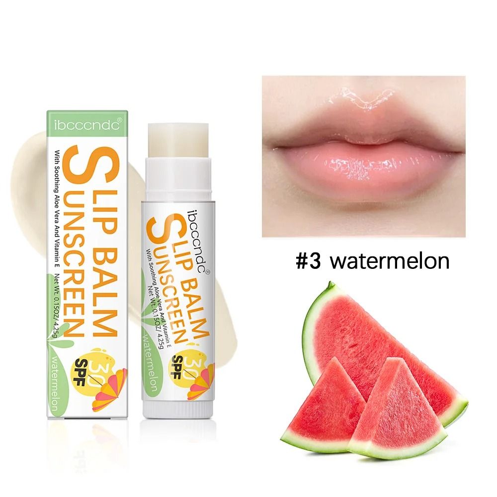 Sunscreen Lip Balm SPF 30 UVA Protection Moisturizer Watermelon Coconut Banana Colorless Lipstick 6