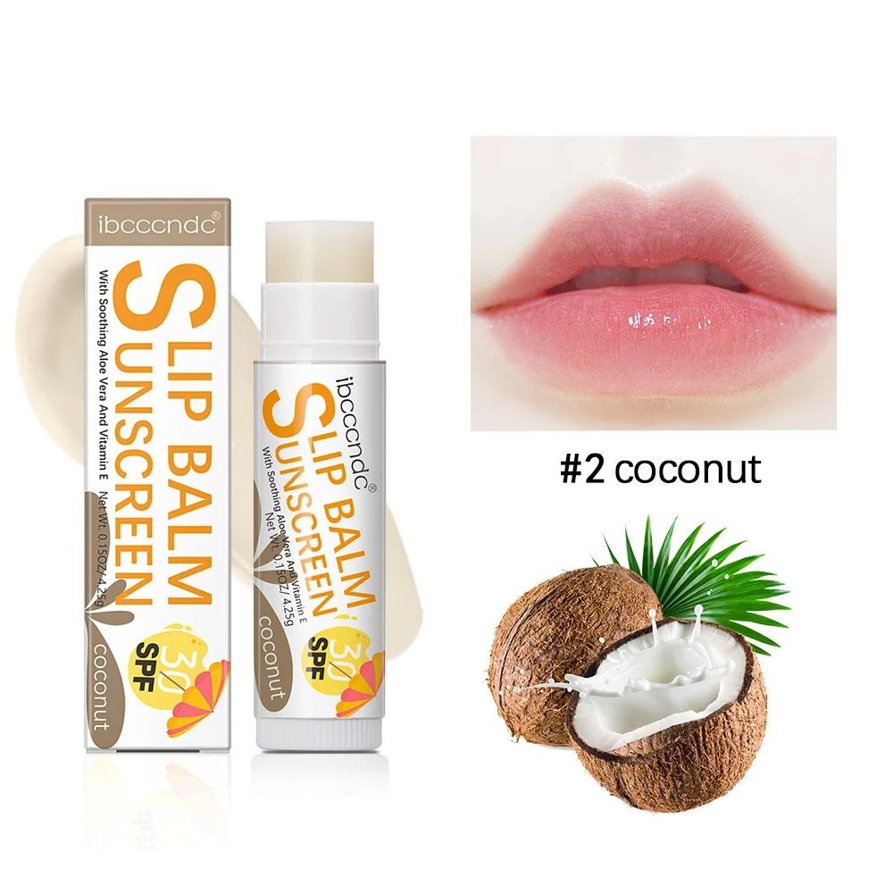 Sunscreen Lip Balm SPF 30 UVA Protection Moisturizer Watermelon Coconut Banana Colorless Lipstick 8